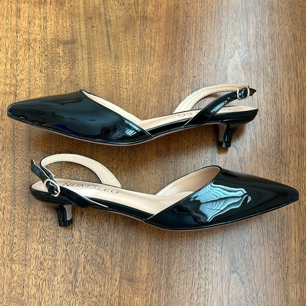 NEW Numaleo Women’s 1.5” Kitten Heel Bkack Patent Leather